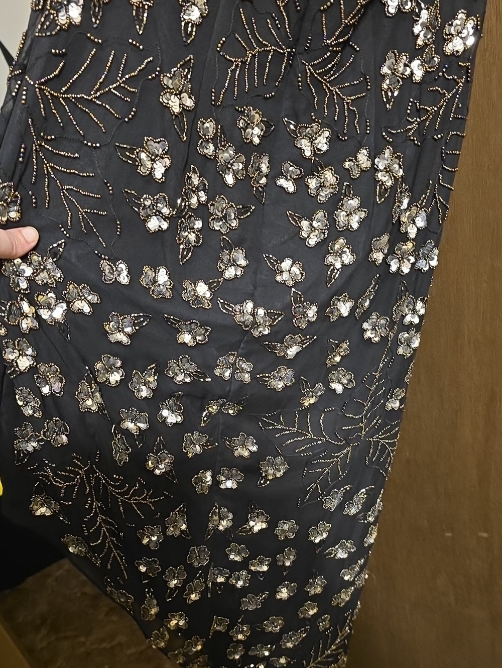 Cache Black Asymmetrical Floral Embellished Maxi Dress - Picture 6 of 7